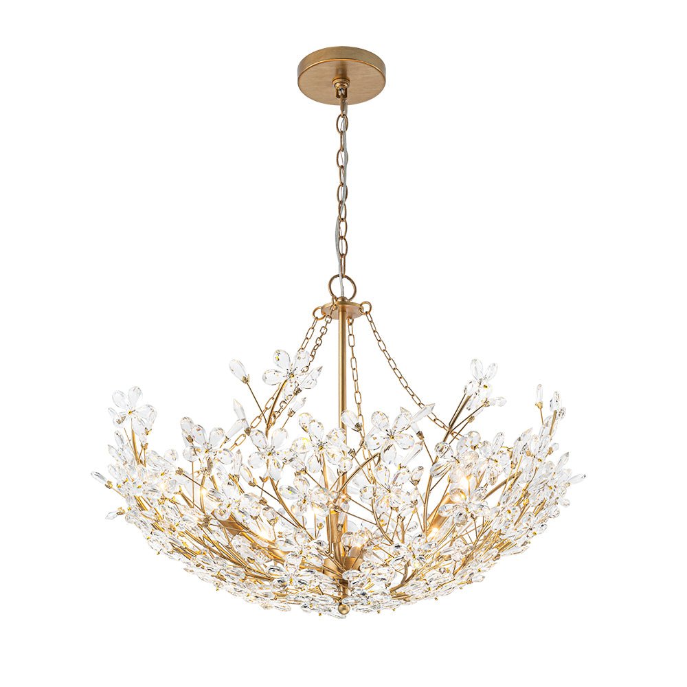 (OpenBox) Luxe Gold Crystal Blossom Floral Basket Chandelier