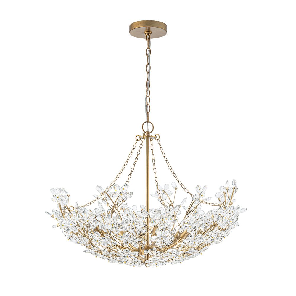 (OpenBox) Luxe Gold Crystal Blossom Floral Basket Chandelier
