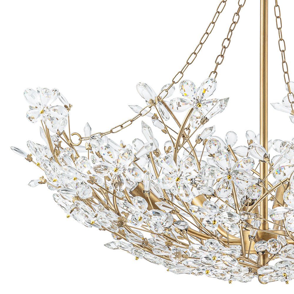 (OpenBox) Luxe Gold Crystal Blossom Floral Basket Chandelier