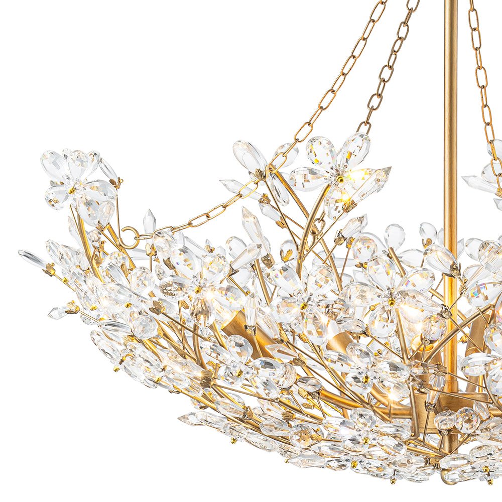 (OpenBox) Luxe Gold Crystal Blossom Floral Basket Chandelier