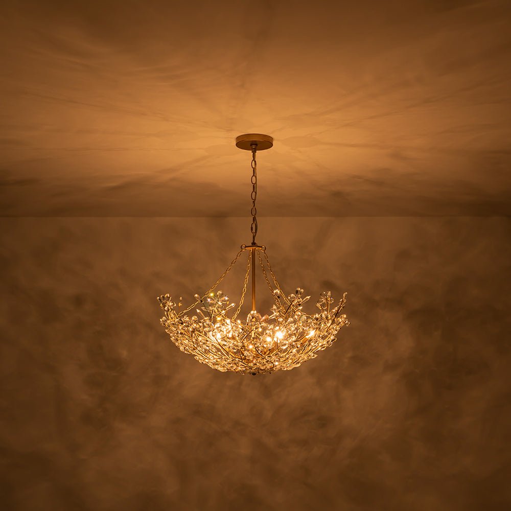 (OpenBox) Luxe Gold Crystal Blossom Floral Basket Chandelier