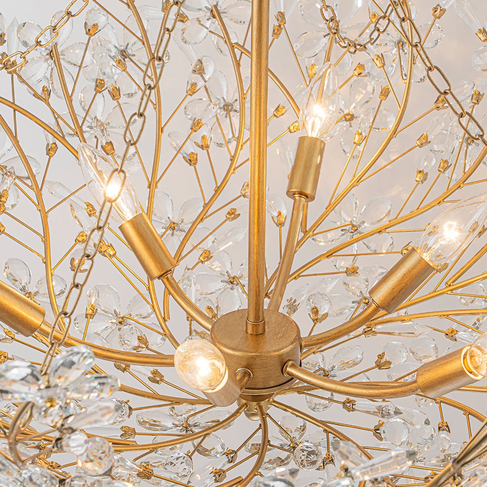 (OpenBox) Luxe Gold Crystal Blossom Floral Basket Chandelier
