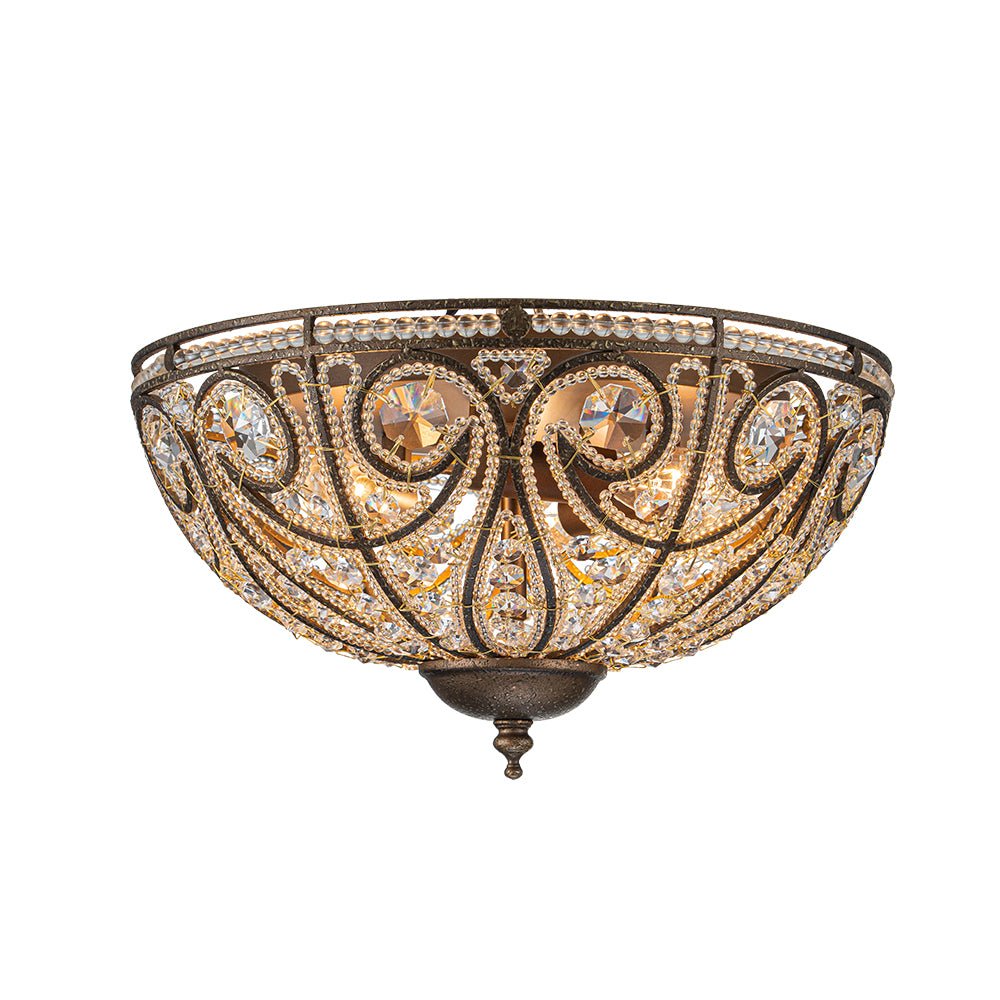 Luxe Moroccan Antique Bronze Crystal Ceiling Light