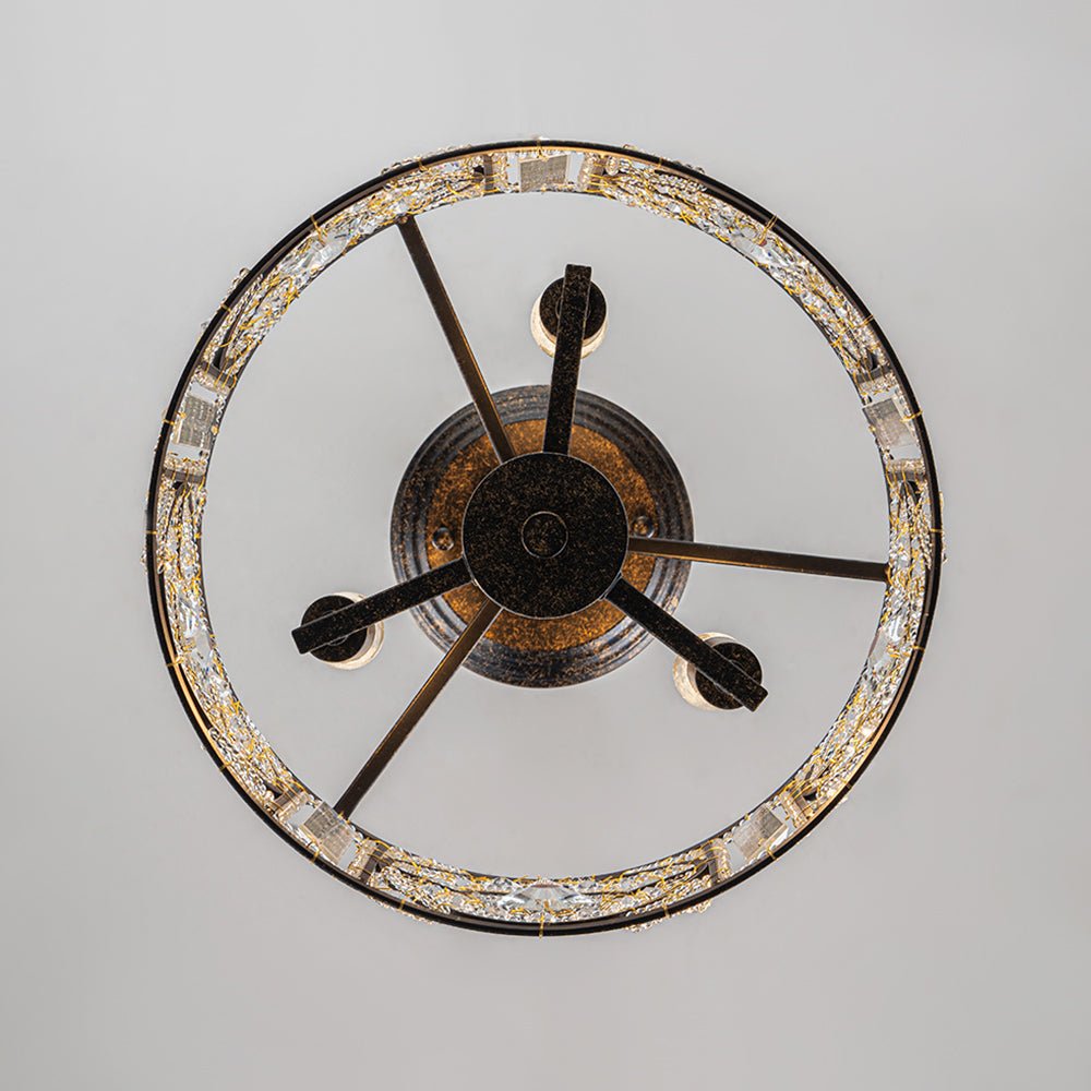 Luxe Moroccan Antique Crystal Drum Semi Flush Mount