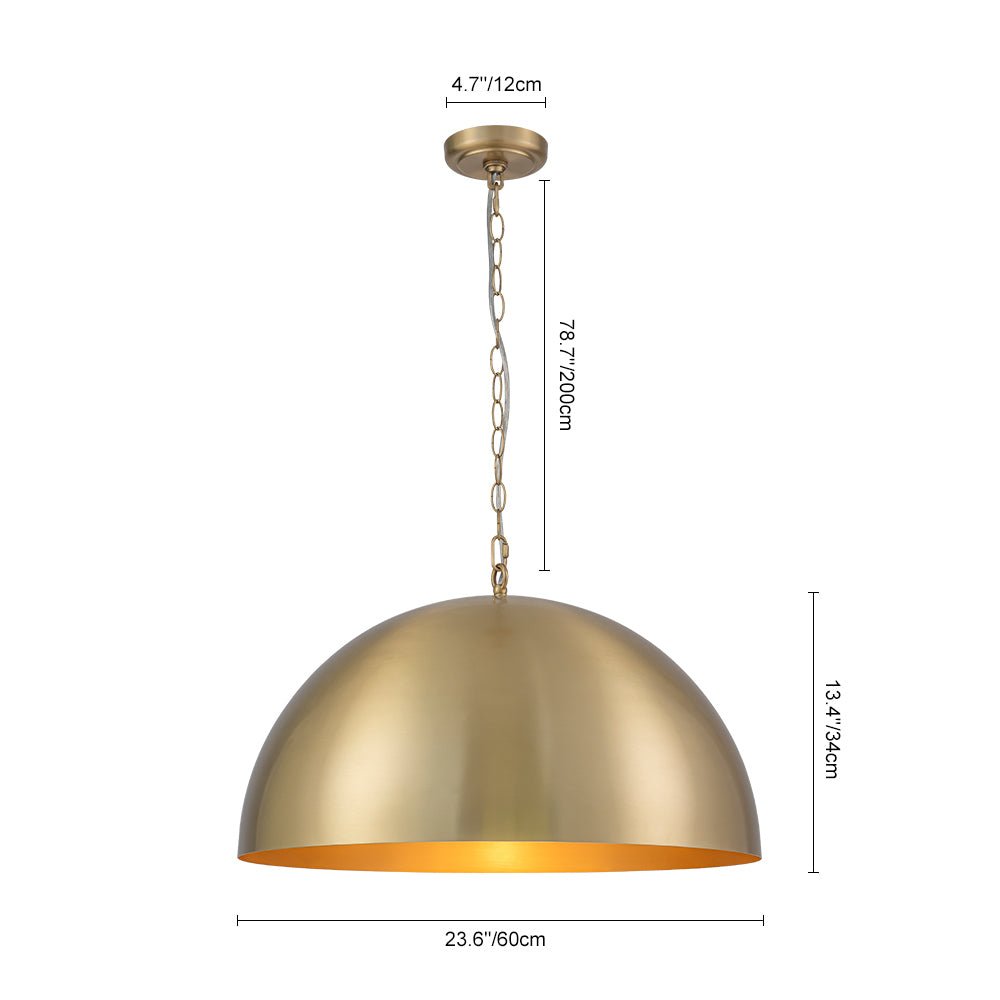 Luxe Oversized Brushed Brass Iron Large Dome Pendant Light