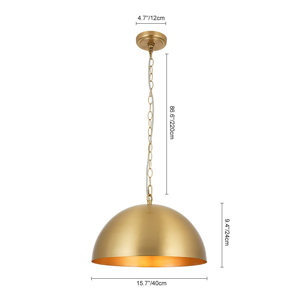 Luxe Oversized Brushed Brass Iron Large Dome Pendant Light