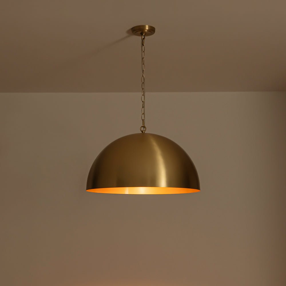 Luxe Oversized Brushed Brass Iron Large Dome Pendant Light