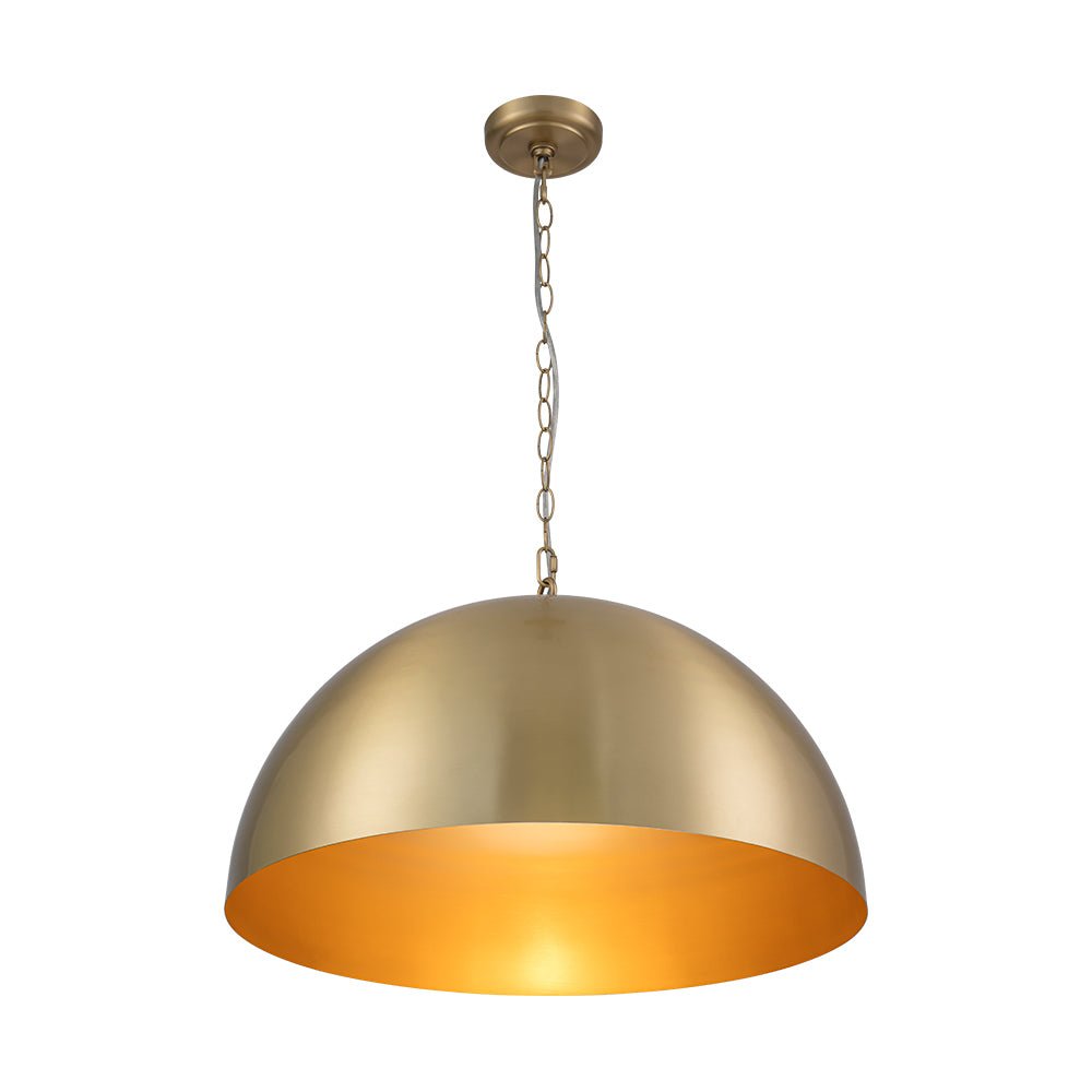 Luxe Oversized Brushed Brass Iron Large Dome Pendant Light