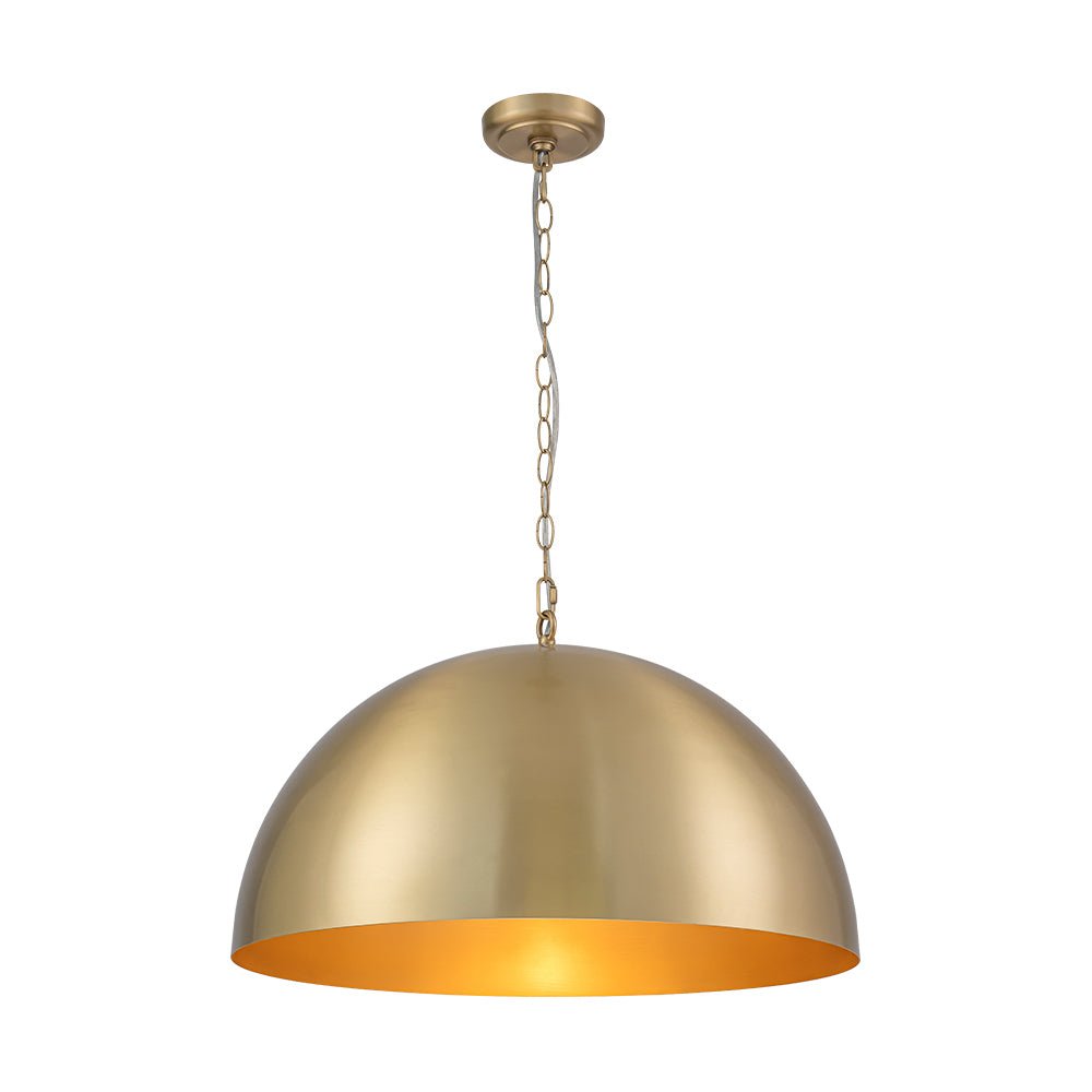 Luxe Oversized Brushed Brass Iron Large Dome Pendant Light