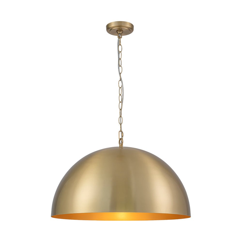 Luxe Oversized Brushed Brass Iron Large Dome Pendant Light