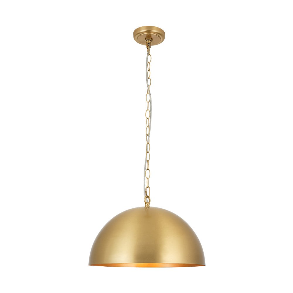 Luxe Oversized Brushed Brass Iron Large Dome Pendant Light