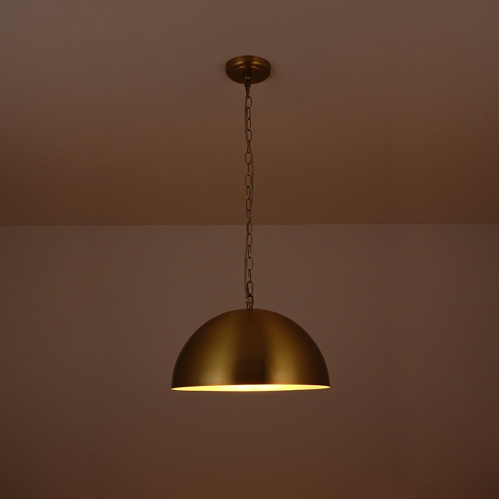 Luxe Oversized Brushed Brass Iron Large Dome Pendant Light