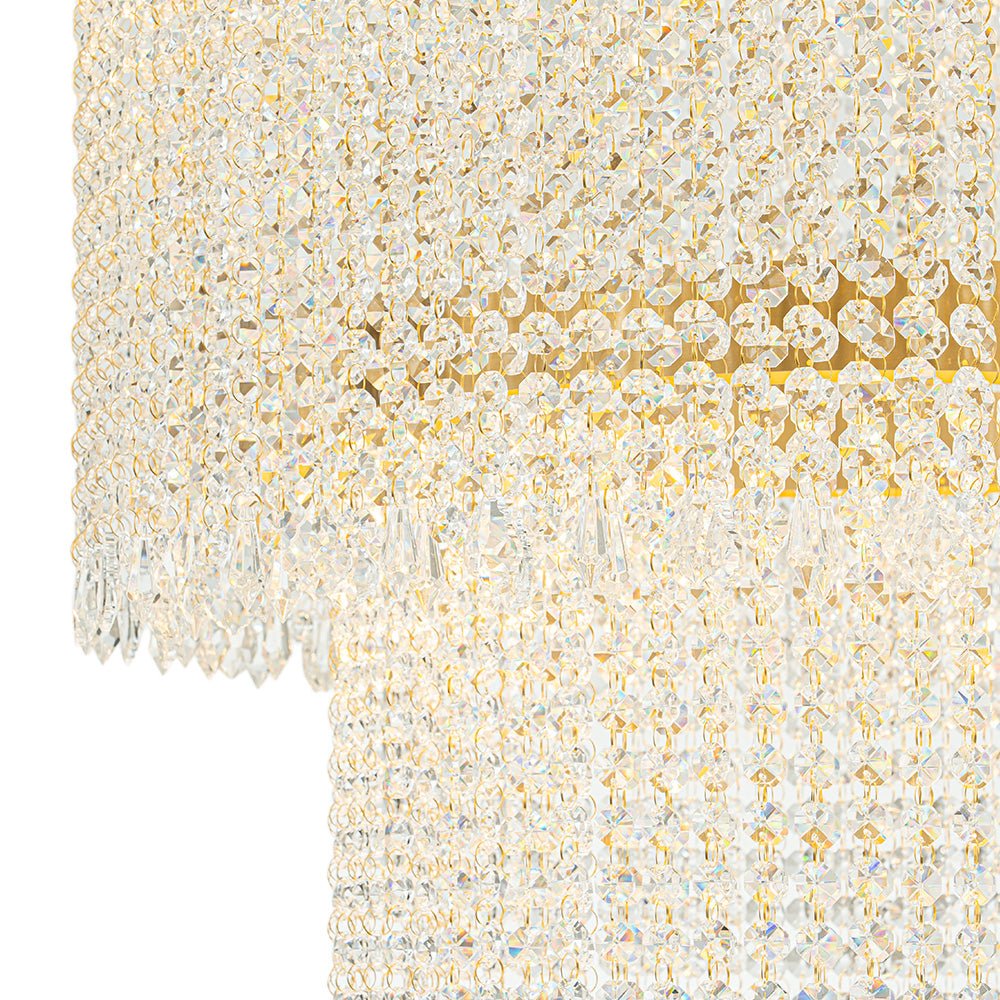 Luxury 2-Tier LED Cascade Crystal Round Chandelier