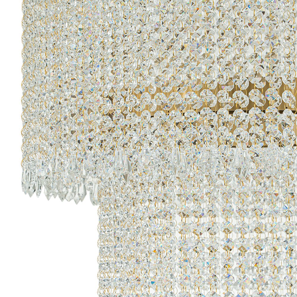 Luxury 2-Tier LED Cascade Crystal Round Chandelier