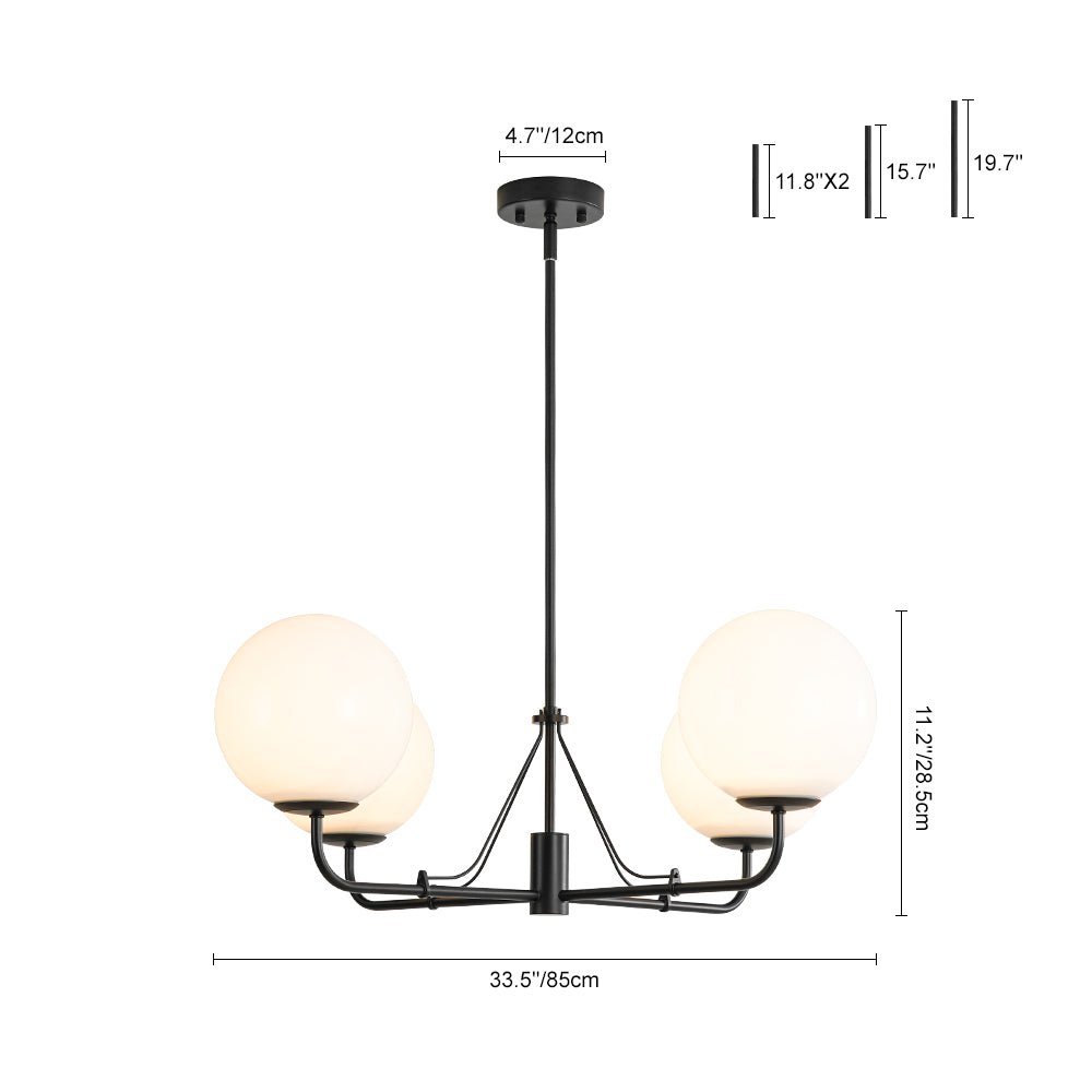 Luxury 4-Light Shine Opal Glass Globe Sputnik Chandelier