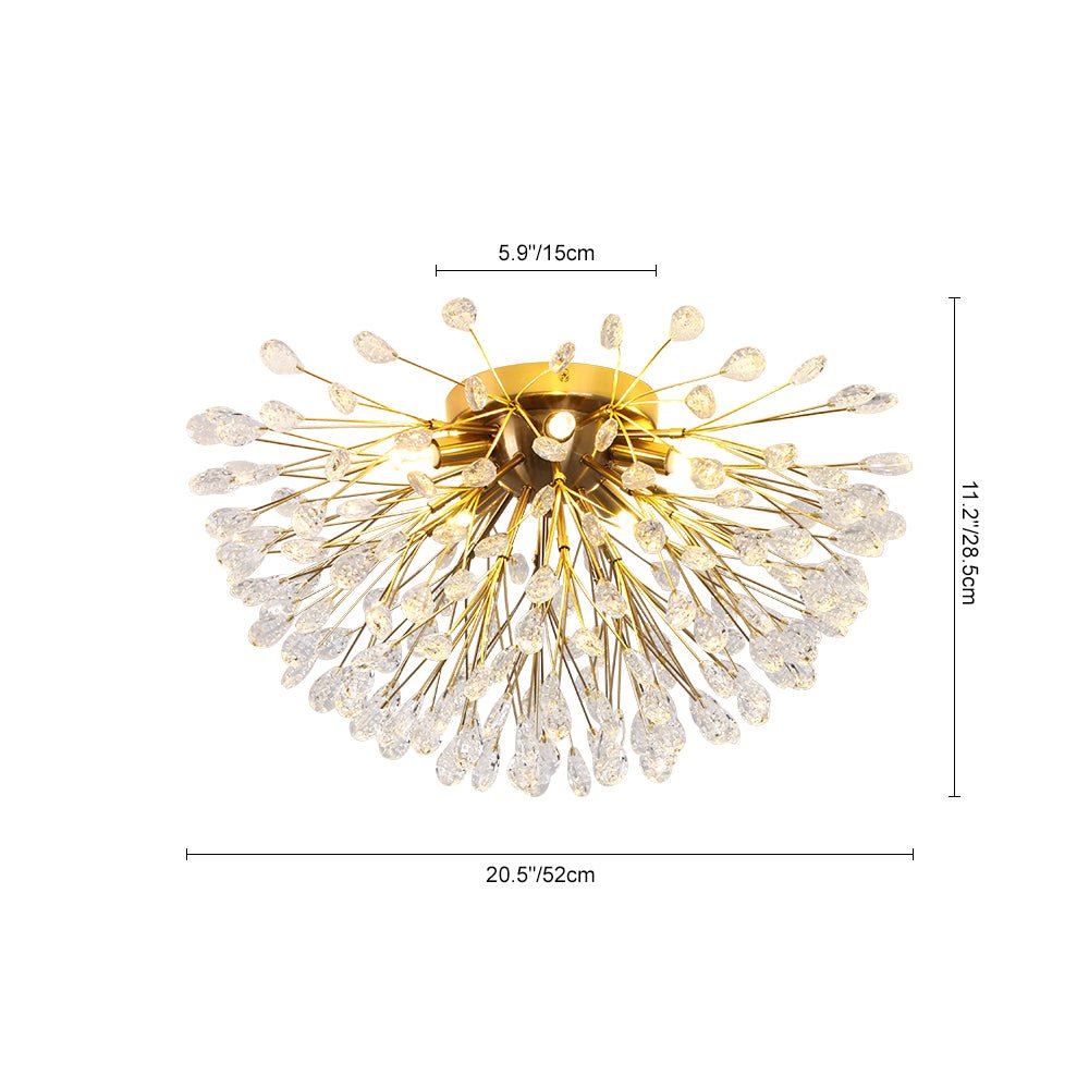 (OpenBox) Luxury Bloom Dandelion Crystal Semi Flush Mount