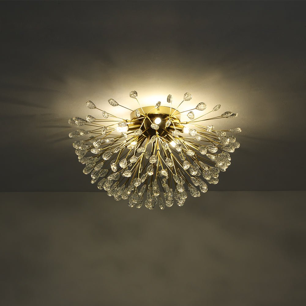 (OpenBox) Luxury Bloom Dandelion Crystal Semi Flush Mount