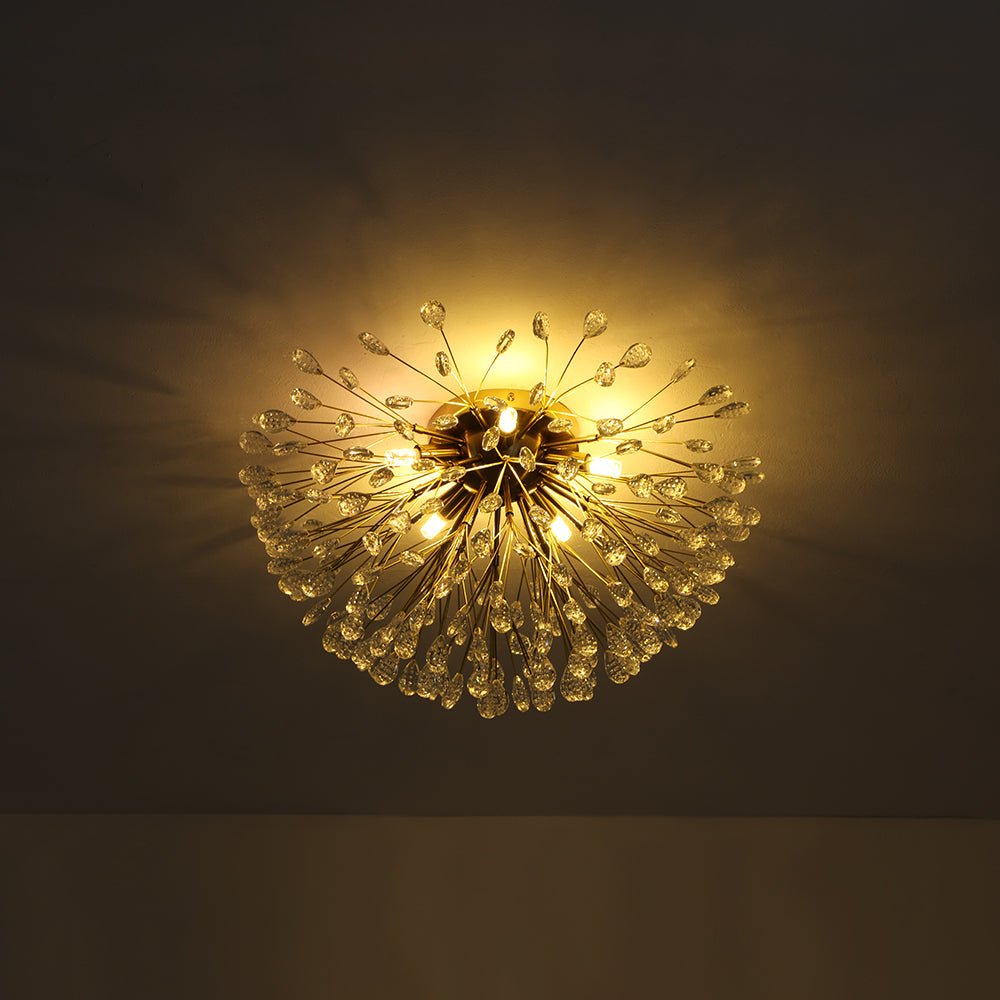 (OpenBox) Luxury Bloom Dandelion Crystal Semi Flush Mount