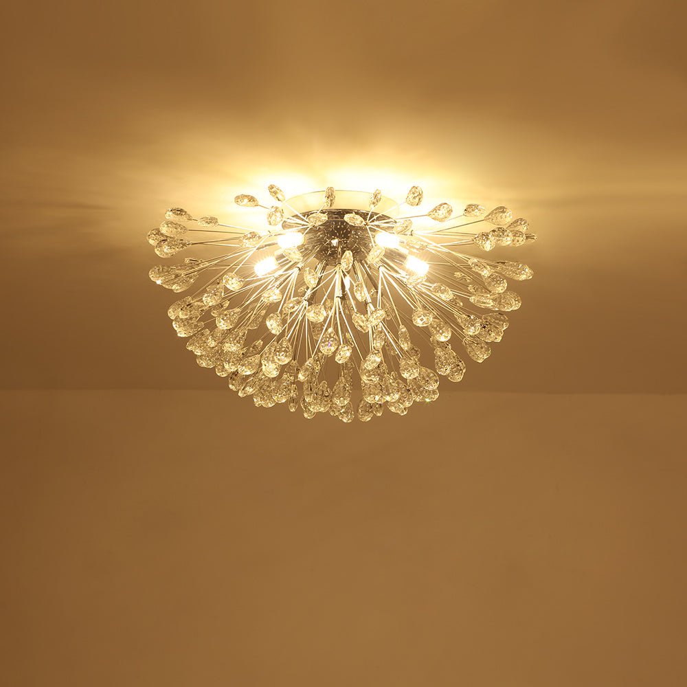 (OpenBox) Luxury Bloom Dandelion Crystal Semi Flush Mount