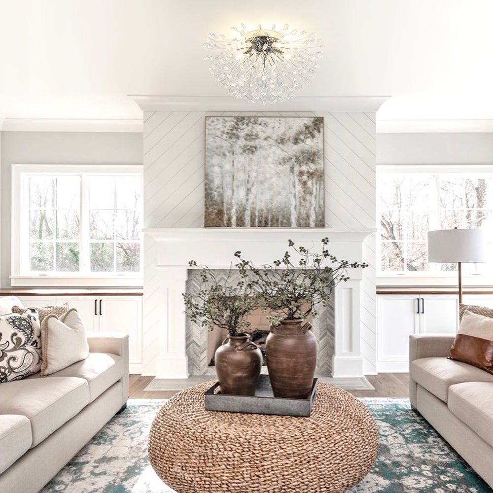 (OpenBox) Luxury Bloom Dandelion Crystal Semi Flush Mount