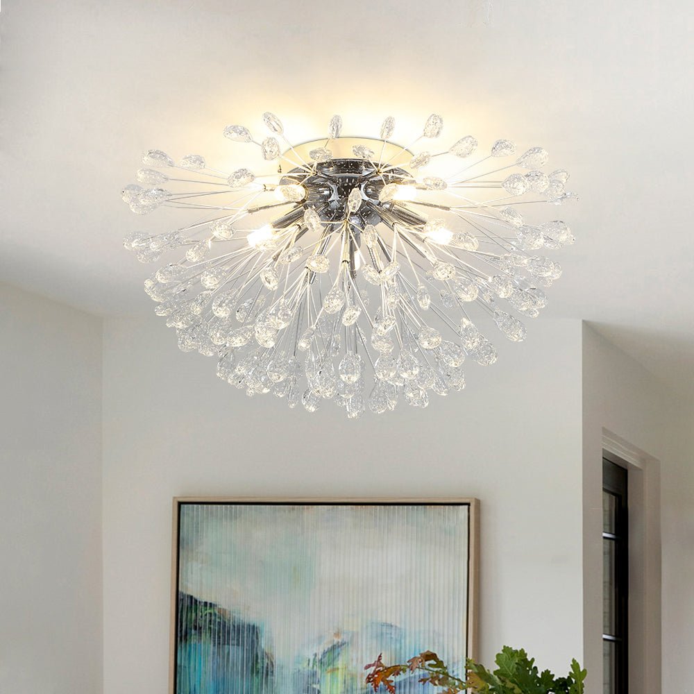 (OpenBox) Luxury Bloom Dandelion Crystal Semi Flush Mount