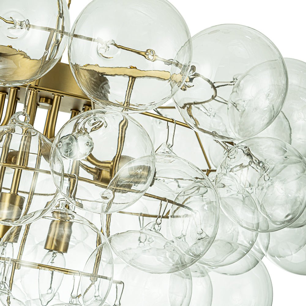Luxury Brass Cluster Clear Glass Globe Bubble Chandelier