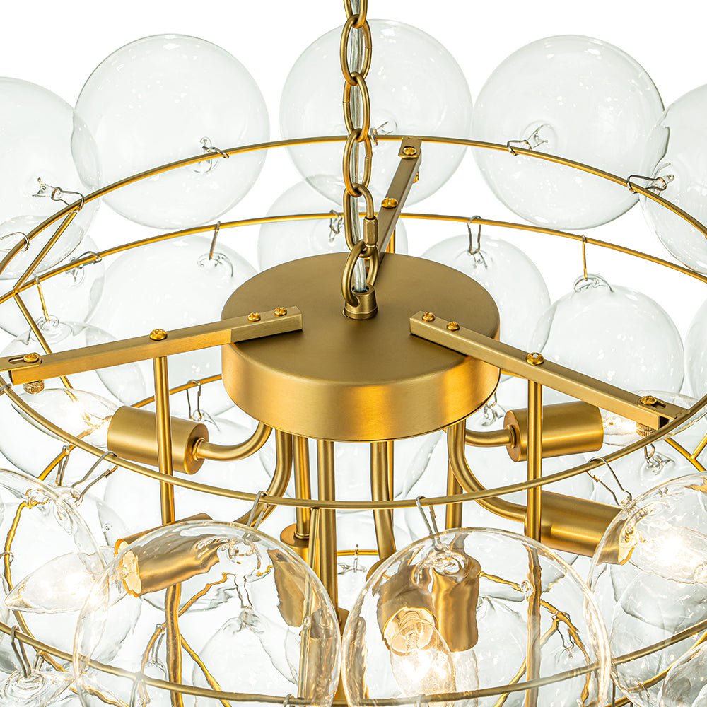 Luxury Brass Cluster Clear Glass Globe Bubble Chandelier