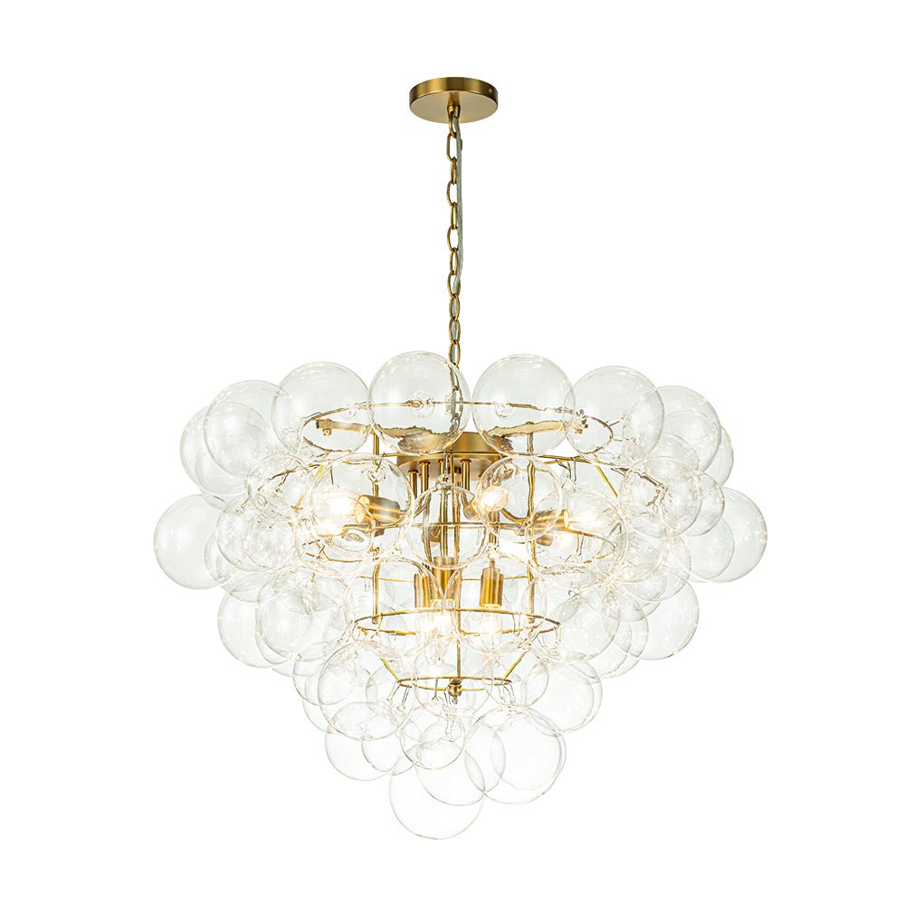 Luxury Brass Cluster Clear Glass Globe Bubble Chandelier