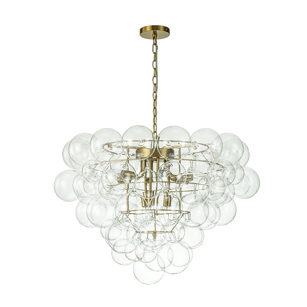 Luxury Brass Cluster Clear Glass Globe Bubble Chandelier