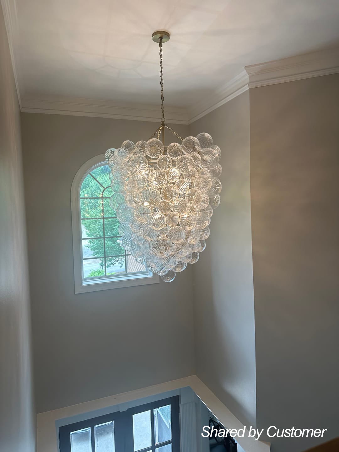 Luxury Cascade Cluster Ribbed Glass Bubble Entry Chandelier