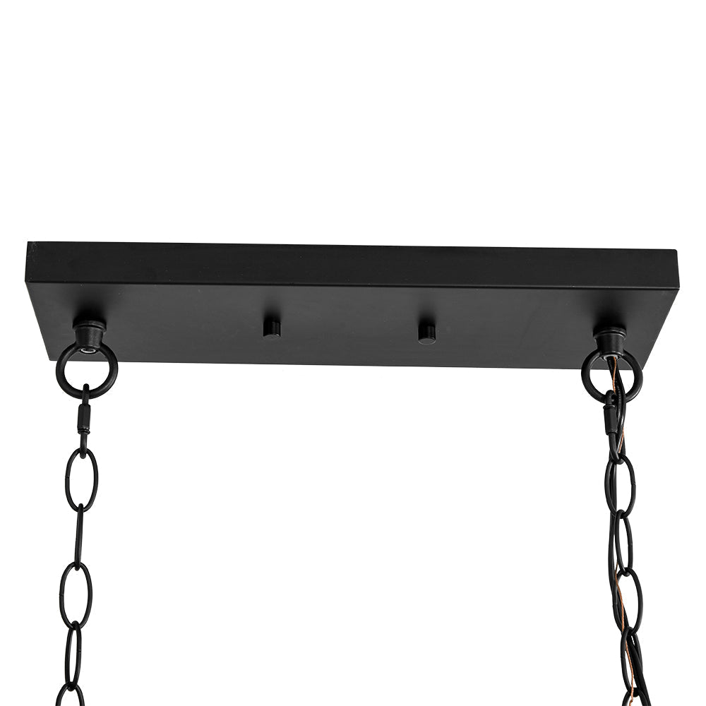 Matte Black 5-Light Cross Framed Box Kitchen Island Chandelier