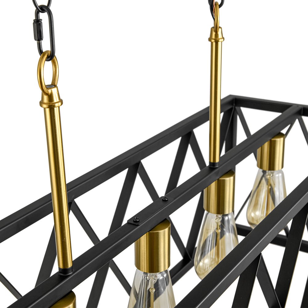 Matte Black 5-Light Cross Framed Box Kitchen Island Chandelier