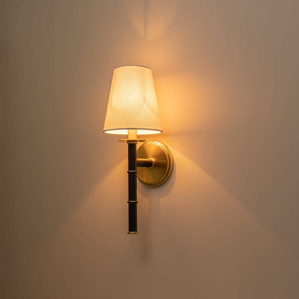 Mid-Century 1-light Cone Linen Shade Wall Sconce