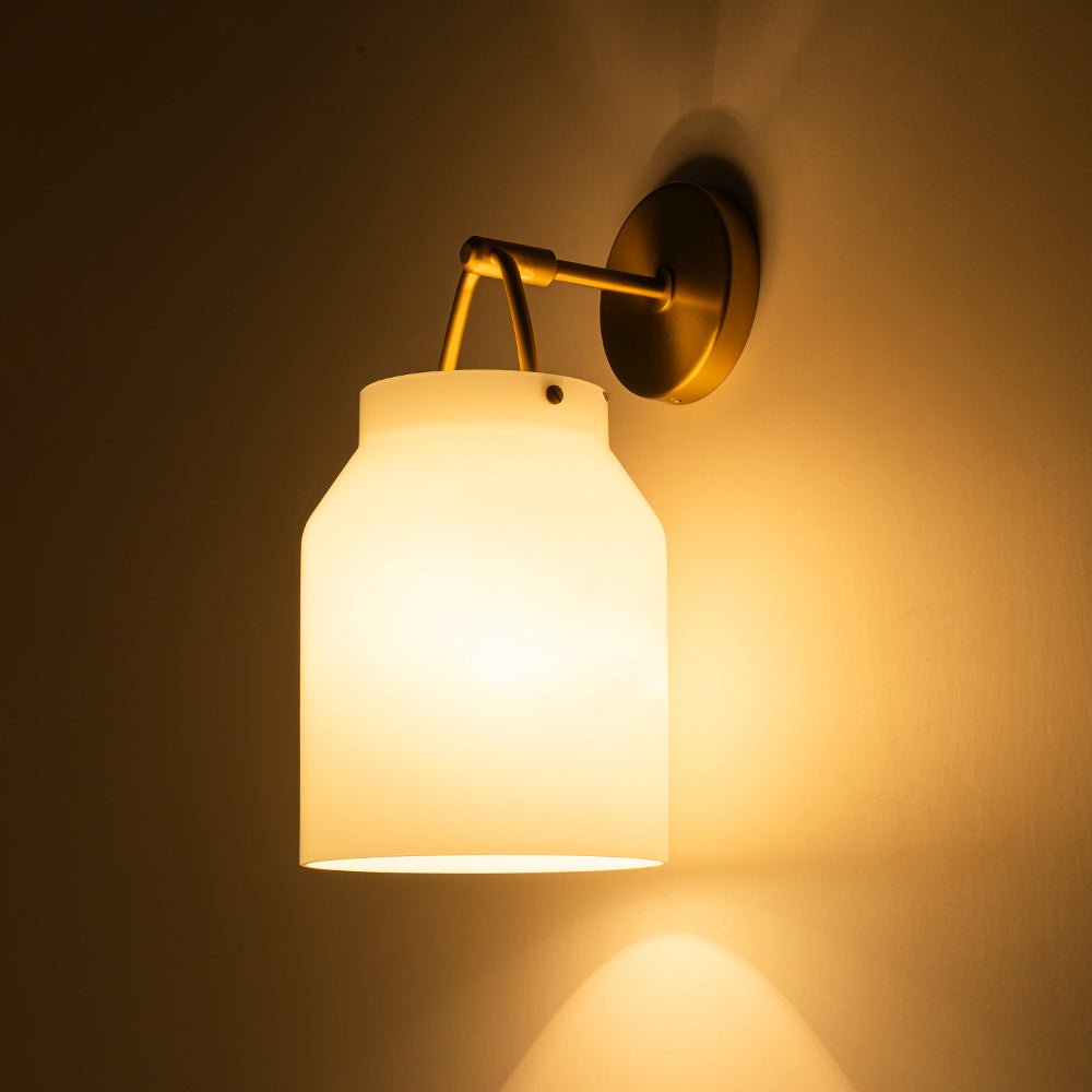 Mid-Century 1-Light Hanging Jar Shade Wall Sconce