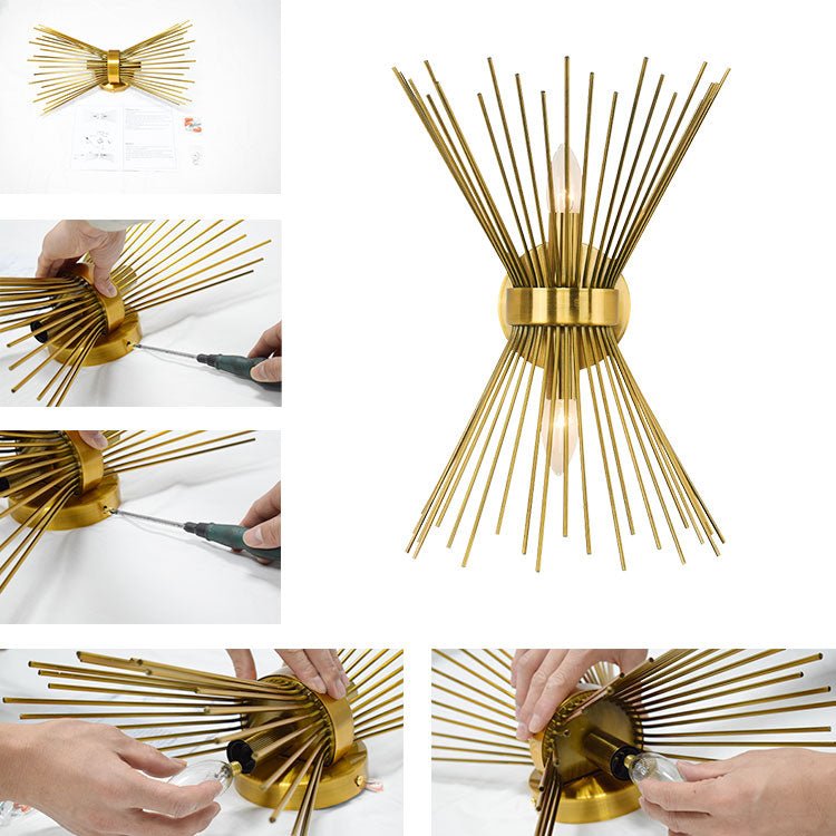 Mid Century 2-Light Sunburst Wall Sconce