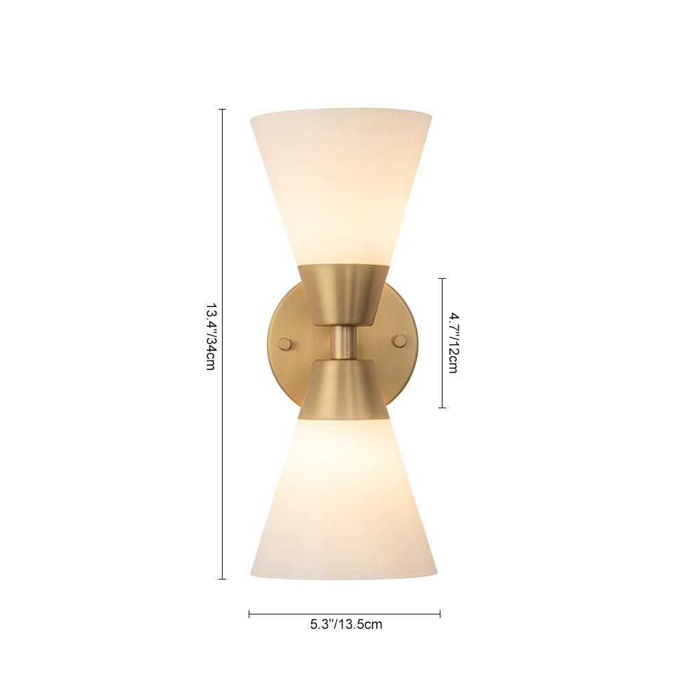 Mid-Century 2-Light Up Down Opal Glass Cone Wall Sconce