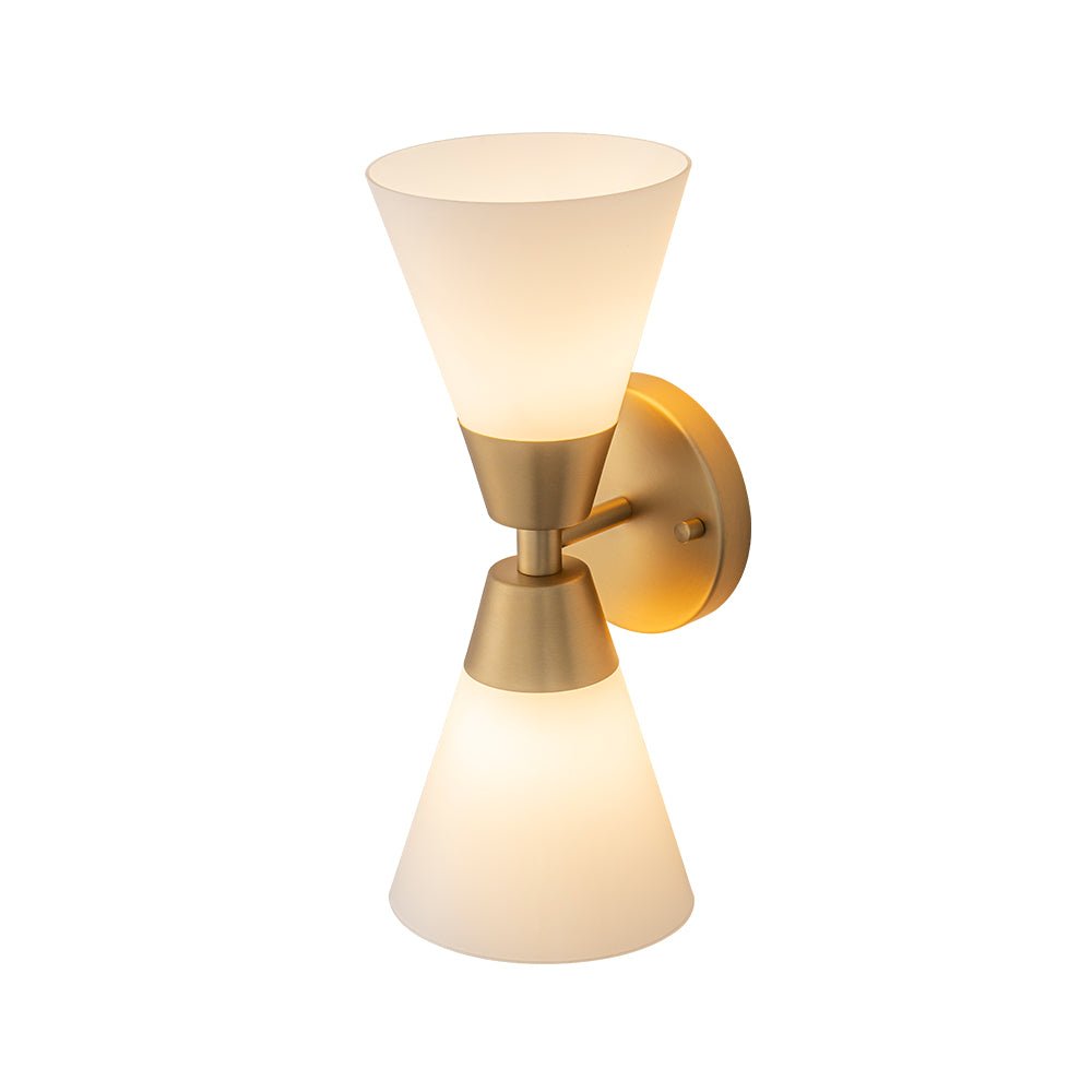 Mid-Century 2-Light Up Down Opal Glass Cone Wall Sconce