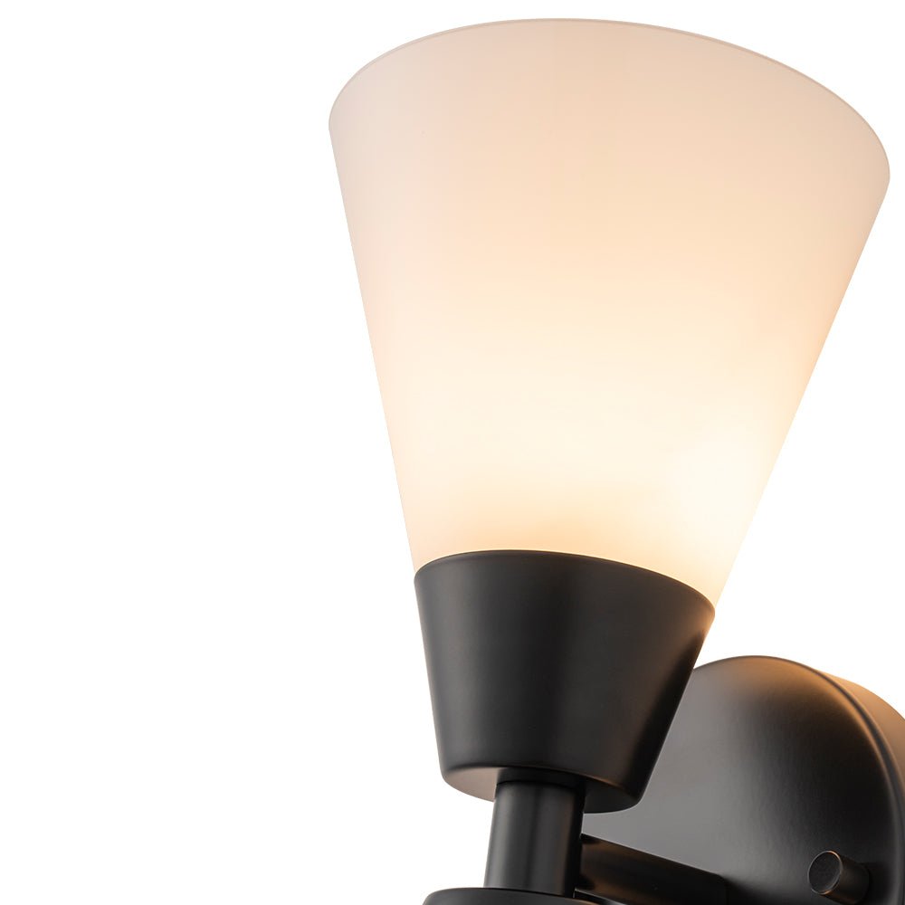 Mid-Century 2-Light Up Down Opal Glass Cone Wall Sconce