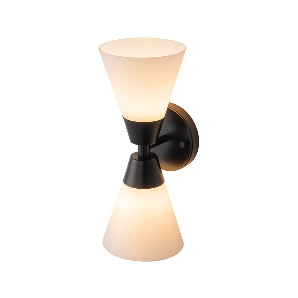Mid-Century 2-Light Up Down Opal Glass Cone Wall Sconce