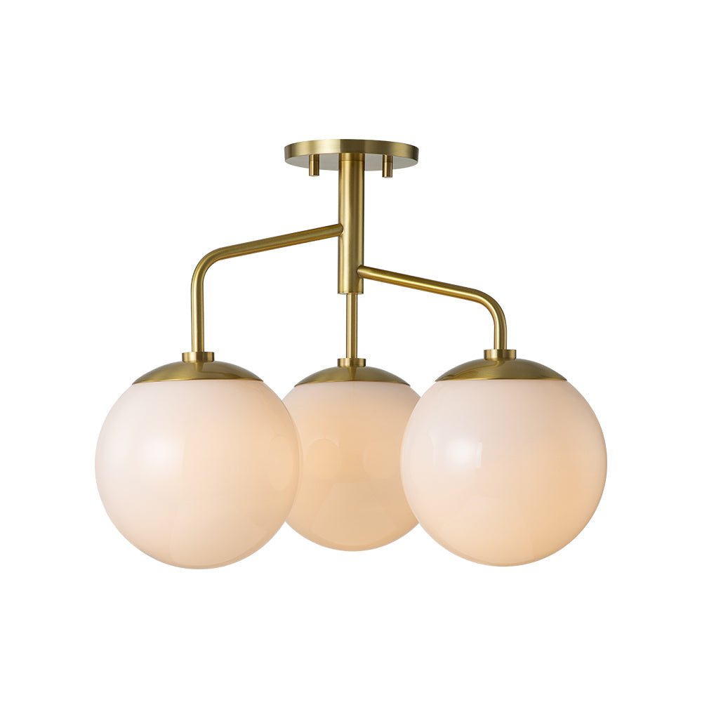 Mid-Century 3-Light Opal Glass Globe Sputnik Ceiling Light