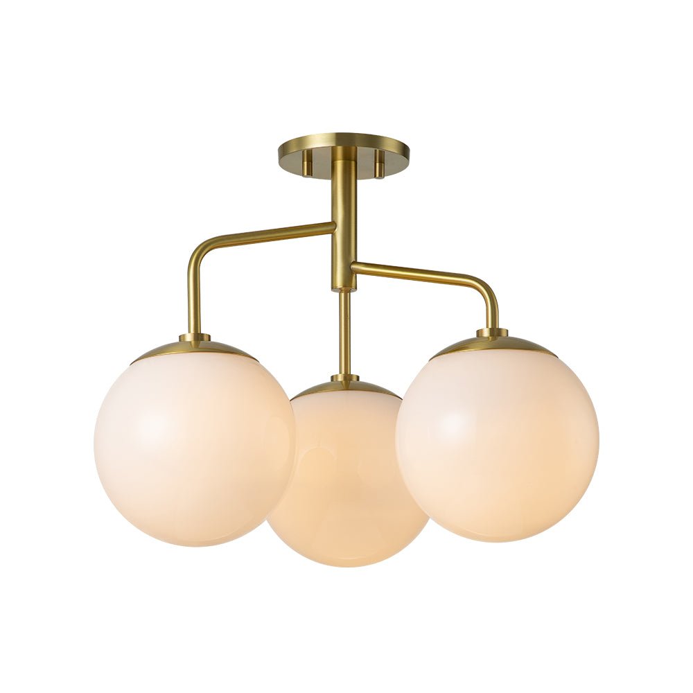 Mid-Century 3-Light Opal Glass Globe Sputnik Ceiling Light
