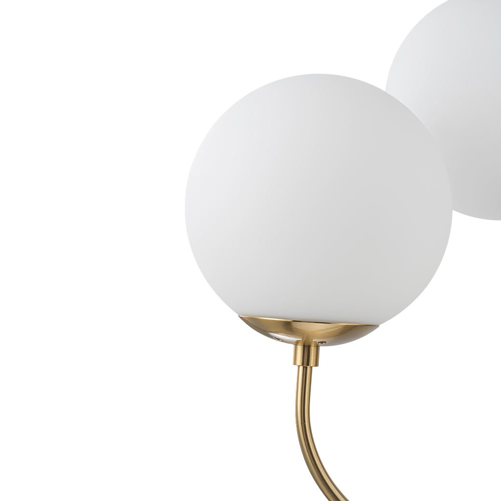 Mid-Century 6-Light Goose Arm Opal Glass Globe Tiered Chandelier