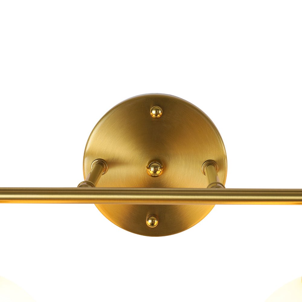 Mid-Century Brass 4-Light Glass Globe Vanity Sconce