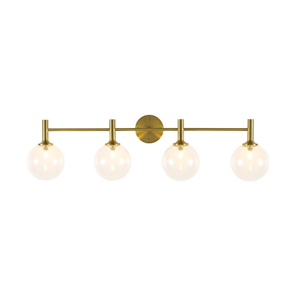 Mid-Century Brass 4-Light Glass Globe Vanity Sconce