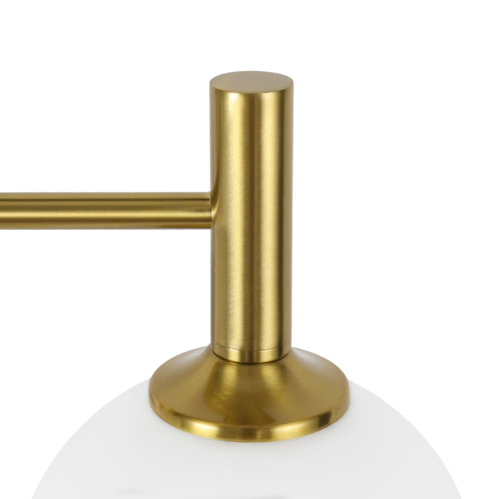 Mid-Century Brass 4-Light Glass Globe Vanity Sconce