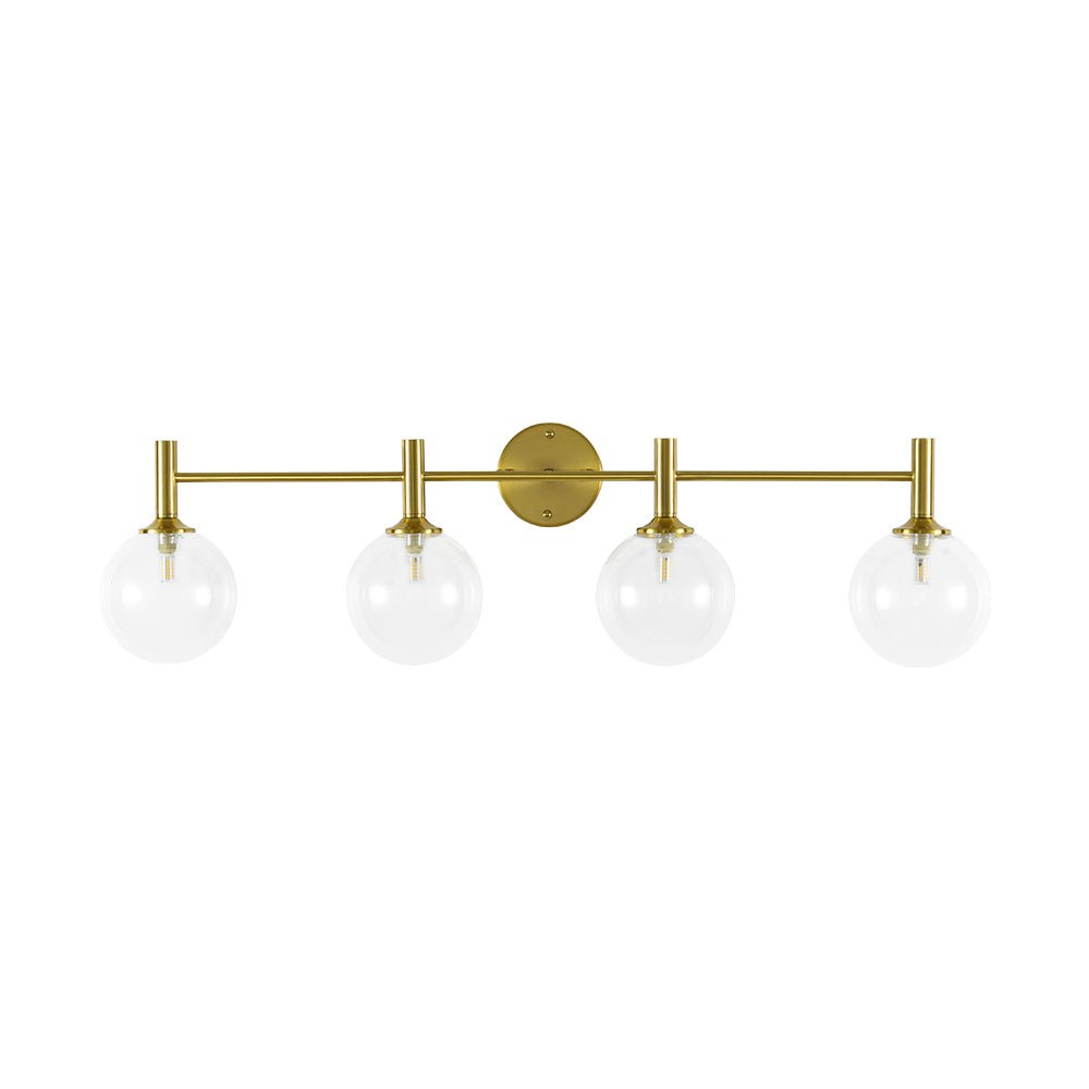 Mid-Century Brass 4-Light Glass Globe Vanity Sconce