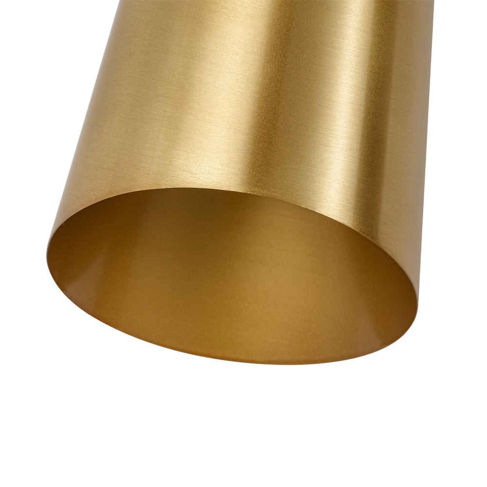 Mid-Century Brushed Brass 2-Light Up Down Dual Cone Wall Lamp
