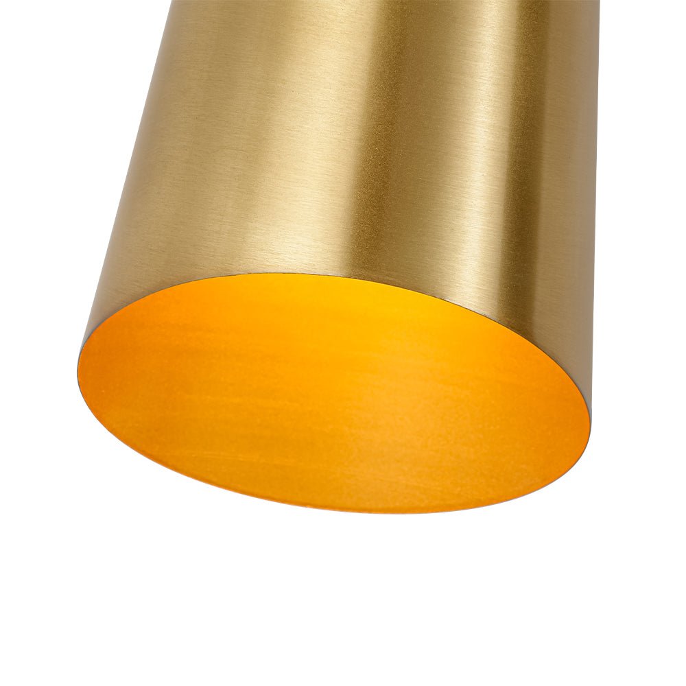 Mid-Century Brushed Brass 2-Light Up Down Dual Cone Wall Lamp