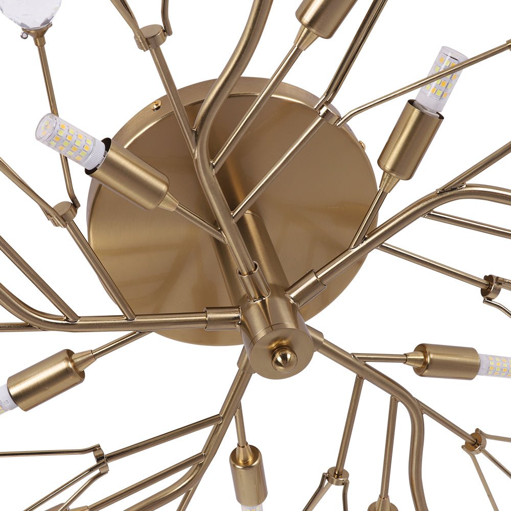 Mid-Century Firework Crystal Branching Semi Flush Mount