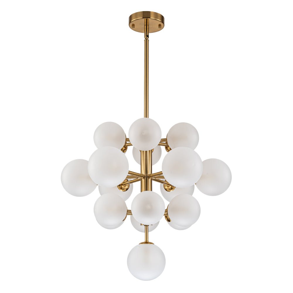 Mid-Century Frosted Glass Bubble Tiered Sputnik Chandelier